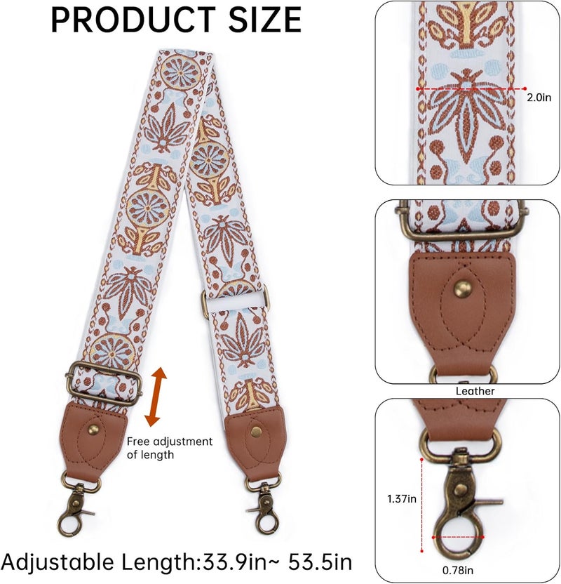 Dksongr Purse Strap Replacement Crossbody Adjustable Bag Strap Retro Jacquard Embroidery Wide Shoulder Strap for Women Handbags - Image 2